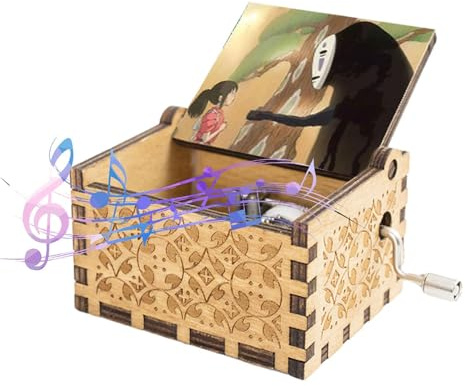 Honhoha 18 Tones Wooden Music Box, Anime Theme Wood Hand-cranked Music Box With Anime Song Classical Hand Crank Anime Music Box Decor