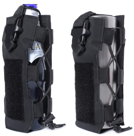 HOUSON Taktische Flaschenhalter, Nylon Trinkflaschenhalter Rucksack Flaschenhalter Militär Trinkflasche Beutel für Wandern Fahrrad Laufen Camping Schwarz