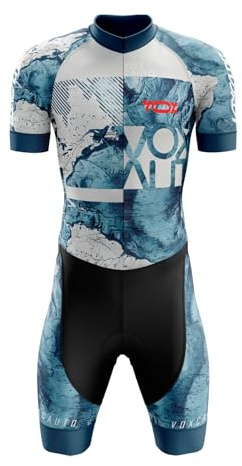 Cykeldräkt för män + tävling professionell vadderad, triathlon kostym för män, ett stycke trisuit cykel topp kort sublimerad design, kortig sommar våtdräkt, Typ-6, XXL