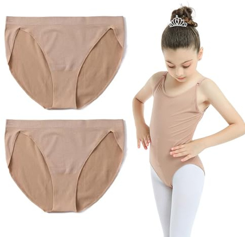 UILYNIU Lot de 2 culottes de ballet à coupe haute sans couture pour filles de 5 à 10 ans
