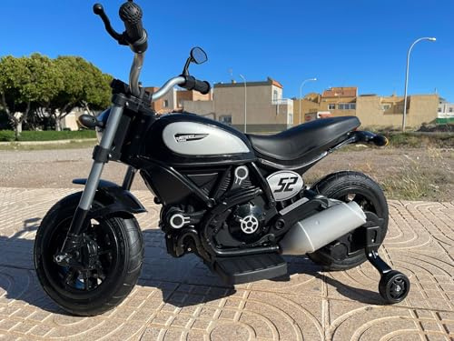 Elektrisk motorcykel för barn 12v Scrambler, lufthjul, 2-6 år (svart)