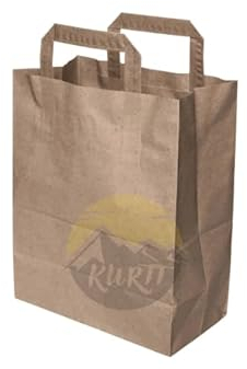 KURTT - Papiertragetasche/Papiertüten 18 + 08 x 22 cm braun, 250 Stück - Umweltfreundlich - To go Beutel - Mahlzeit Taschen - Papiertüten - Geschenktüten