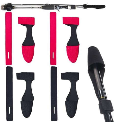 Cañas de pescar, 8 Piezas Cintas Caña De Pescar,Estuche Protector para Caña de Pescar,Elásticas Pesca Accesorios con Autoadhesivo para Podrá Transportar y Guardar con Seguridad Sus Cañas de Pescar