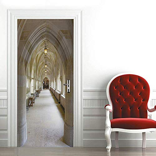 Trompe l'oeil Adesivi per Porte Carta Parati Porta Sticker Murale Poster Adesivi per Porte Interne Autoadesiva Impermeabile Fotomurali Wallpaper Decorazione da Parete 77x200 cm Stile Marocchino