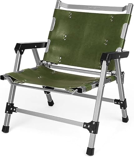 LIJBDDM Klappbarer Campingstuhl für den Außenbereich, Leder-Leinen, Picknick, Rasenstühle, leicht, bequem, Regiestuhl für Lagerung und Reisen
