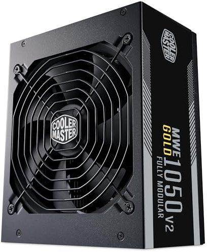 Cooler Master MWE Gold 1050 V2 ATX 3.1 Fully Modular PSU (UK Plug) - ATX 3.1 Support, 80 PLUS Gold 1050W Power Supply, PCIe 5.1 Cabling, 140mm FDB Fan, High-Temperature Threshold, 10 Year Warranty