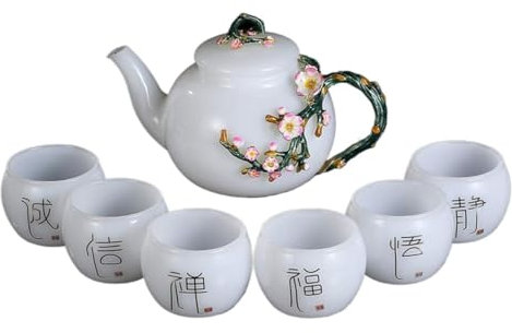 KHYTEBV Teeservice aus Keramik, Kaffeeservice aus China, Teeservice aus Porzellan, Teeservice mit Blumen, Emaille, handgefertigt, einzigartig, Schmetterlingsrose, Keramik-Teeservice für Blo