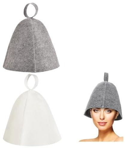Votvlog 2 Pièces Chapeau de Sauna pour Homme Femme Accessoire de Sauna Idéal Anti-chaleur Respirant Sauna Chapeau Bonnet de Sauna en Feutre pour Les Amateurs de Sauna Bonnet de Douche, Gris et Blanc