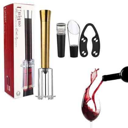 Krmoau Juego de abridor de vino tinto, juego de abridor de botellas - Kit de abridor de botellas con tapón de vacío - Abridor de botellas de vino manual, kit de apertura de botellas resistente para,
