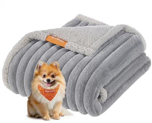 Feandrea Hundedecke, wasserdichte Decke, S, 73 x 63 cm, für Minihunde, beidseitig verwendbar, Hundesofa waschbar, Taubengrau-hellgrau PPB033G01