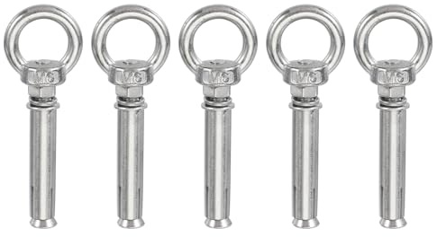 PATIKIL 5 Pcs Perno De Ojo De Concreto M6x60mm Pernos De Expansión Plateado | 304 Acero Inoxidable, Para Levantar Anclajes De Anillo De Ojo Para Paredes De Concreto Ladrillo Mampostería