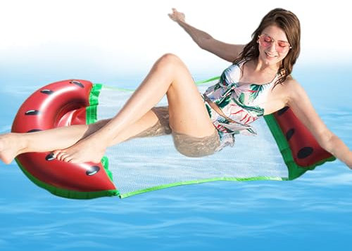 Aufblasbare Poolschwimmer, Pool -Hängematte schwimmt für Erwachsene - Schwimmbad schwimmt Wasser Hängematte - Wohnstuhl, 4-in-1-Wassermelonendrifter mit Pumpe, Schwimmwasserspielzeug für, See,
