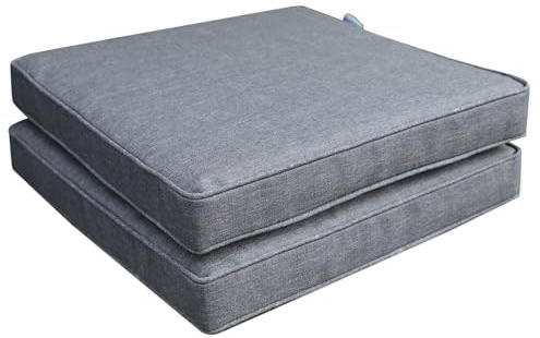 Calma Lux® Bänkkudde 2 x stolskudde med avtagbart överdrag, soffkuddar, bänkdyna, bänkkudde dyna för trädgårdsbänk (mörkgrå, 50 x 50 x 7 cm)
