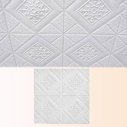 Dalle de Plafond Papier Peint 3D pour Plafond Suspendu, Panneaux Muraux en Mousse pour Maison de Campagne, Salle de Bain ou Cuisine, Dalles de Plafond Robustes pour Rénovation et Remplacement.(E,30 pc