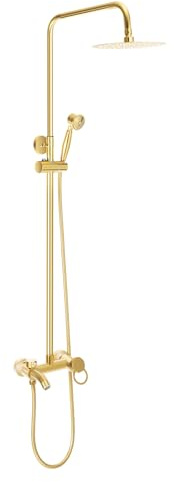 DioPaiB Duschsystem mit Armatur, Regendusche Duschset Gold, Wandmontage Dusch Set, Duschgarnitur Höhenverstellbar 80-117cm, Duschbrause Set Duscharmatur, für Hotels Badezimmer