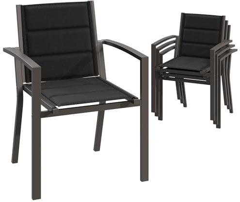JUMMICO Set di Sedie da Giardino 2, Dedia da Pranzo Impilabile in Alluminio, Carico Massimo 160 kg, Sedia da Balcone, per Giardino, Piscina, Terrazza, Sala da Pranzo, Mobili da Giardino, Marrone