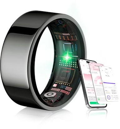 XSWCCJJ New Upgraded Smart Ring 6.0 Gen 2025 Smart Ring 【IP68 Waterproof】 Women & Men for Sleep Tracking Wearable Device, SpO2, Fitness ring Black 9#