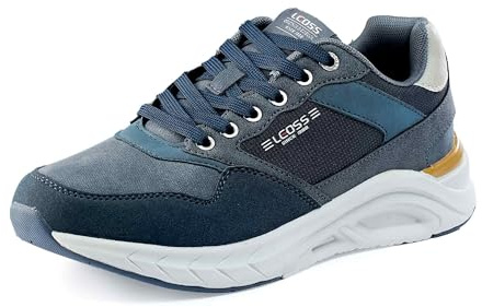 LEOSS ORIGINAL Scarpe da Palestra Uomo Sneakers Uomo Eleganti Leggere Traspiranti Confortevoli Flessibili Antiscivolo (Blu Scuro, 44 EU, MLE255074-3)