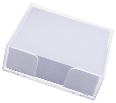 FUNNETOYU Memo Würfel Transparent Box Verpackt Notizzettel Würfelform Nachfüllblock Weiß Büro Schreibpapier Für Schnelles Notieren und Einfache Entnahme