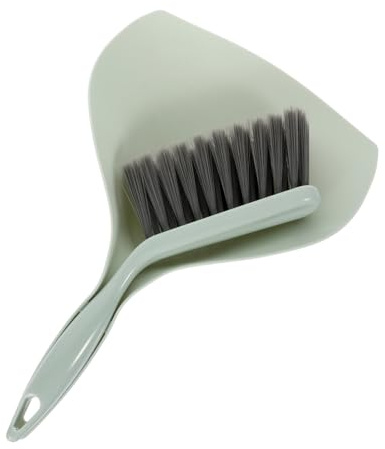 TOYANDONA Balayette et Pelle de Table Miniature Verte Balai de Nettoyage de Bureau Résistant et Pratique pour Détails et Coins Brosse à Poussière Portable avec Crochet de Rangement