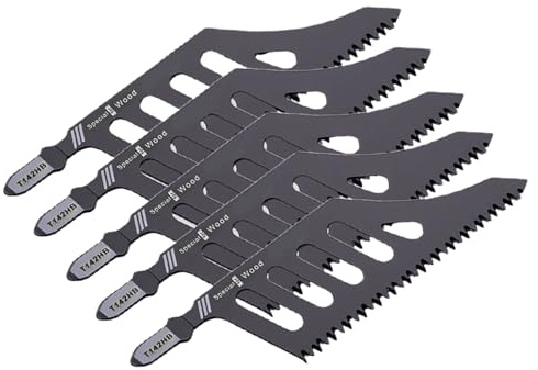 YWBL-WH 5 Pcs Flush Cutting Jigsaw Blades, High Carbon Steel Irregular Curve Saw Blades 3 Sided Teeth Design with ABS Handle, for Softwood Fiberboard Plywood Drywall Metal
