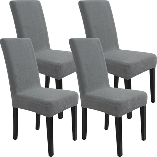 Chair Covers for Dining Chairs,Kitchen Chairs Cover Set of 4,Light Gray