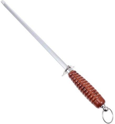 SOIMISS Asta Affilacoltelli in Acciaio e Legno per Cucina Strumento Manuale Pratico e Resistente Affilatore Coltelli Chef Professionali Uso Quotidiano Facile e Sicuro