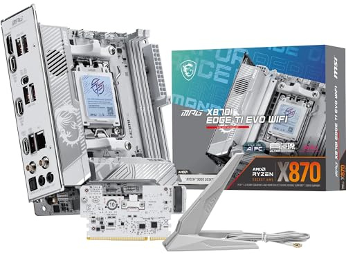 MSI MPG X870I Edge TI EVO WiFi Placa Base, ATX – Soporta procesadores AMD Ryzen 9000/8000/7000, AM5-110A SPS VRM, DDR5 Memory Boost (hasta 10000+MT/s OC), PCIe 5.0 x16, M.2 Gen5, Wi-Fi 7, 5G LAN