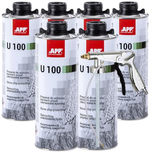 Craft-Equip Unterbodenschutz Set bestehend aus 6KG APP U100 SCHWARZ und Druckluft-Pistole - auf Kautschuk-Basis - überlackierbar - dauerelastisch -