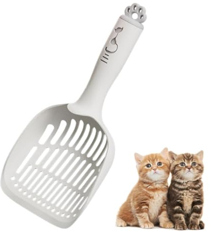 Quesuc 1 Pezzo Paletta Per Lettiera Gatti Triplo Setaccio Carino Disegno Zampe Di Gatto Appendibile Per Vaschetta Lettiera Plastica Per Gatti E Cani Grigio