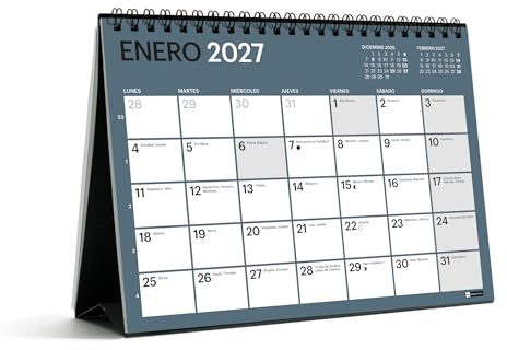 Miquelrius - Calendario de Sobremesa A5 2026 2027, 18 Meses, Colores | De Julio 2026 a Diciembre 2027, Vista Mensual, 21 × 14,85 cm, Espacio para Anotar, Base de Cartón, Chromat 9 Colores, Español