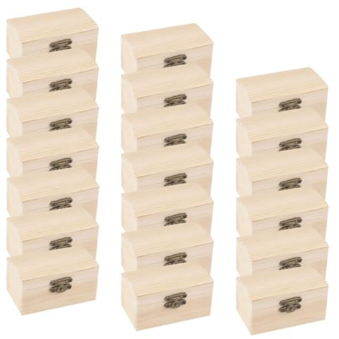 OUTALIZ Holzkiste Klein, 20 Stück Schatztruhe Truhe, Mini Schatztruhe aus Holz, Schmuckkästchen Selber, DIY Kleine Holzkiste mit Deckel, Geeignet Zum Aufbewahren Und Dekorieren