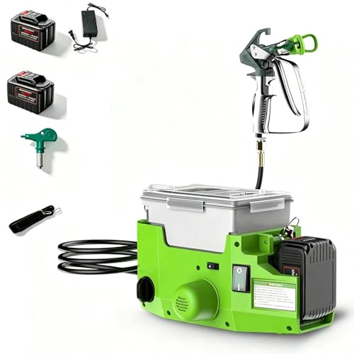 Spruzzatore senza fili Airless, pistola a spruzzo elettrica portatile con capacità di 1,7 l, alta efficienza 500 W, potenza 21 V, 6 impostazioni di velocità per pittura murale fai da te