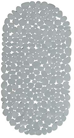 Relaxdays Badewanneneinlage Steinoptik, Antirutschmatte lang mit Saugnäpfen, Badeeinlage 1er Set, grau