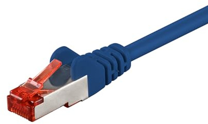 Goobay 92775 CAT 6 Kabel Lan Netzwerkkabel für Gigabit Ethernet S-FTP doppelt geschirmtes Patchkabel mit RJ45 Stecker, 10m, Blau