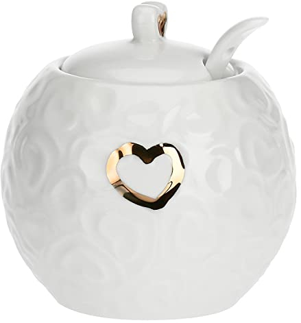 La Porcellana Bianca - Zuccheriera con cucchiaino Valentino Oro