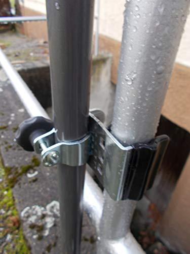 holly Halter - Tisch - Stuhl - Balkon Edelstahl - UNIVERSAL Duo-FUNKTIONSHALTER VE-HO-SC - FÜR SCHIRMSTÖCKE BIS 38 mm Ø an Geländern - Relingen - Brüstungen - runden eckigen Elementen bis 60 mm Ø -