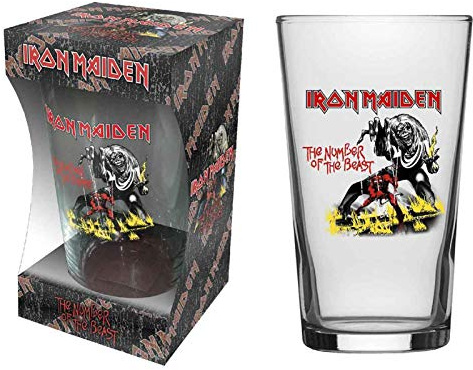 Iron Maiden Pint Glass Number of The Beast Band Logo Official Boxed One Size