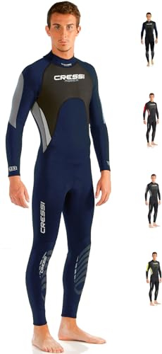 CRESSI Morea Herren Neoprenanzug 3mm Einteiler für Tauchen Schnorcheln Schwimmen Wassersport, Elastisches Material mit anatomischem Schnitt und Frontreißverschluss