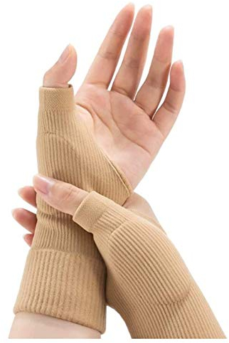 Medizinische Daumenstütze, 1 Paar, verstellbare Unterstützung, medizinische Stabilisator, Daumenstütze, lindert Daumenschmerzen, zur Linderung von Arthritis, Daumenverletzungen, 15 cm x 7,5 cm, Beige
