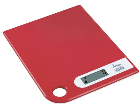 Ardes AR1PA1/R RAL Bilancia da Cucina Digitale, Modern Style con Foro Passante per Appenderla, Peso Max 5 kg, Rossa, Acciaio
