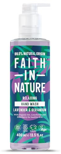 Faith In Nature Natural Lavender and Geranium Liquid Hand Wash, Relaxing, Vegan and Cruelty Free, No SLS or Parabens, 400 ml
