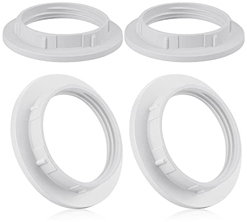 DiCUNO E27 Schraubring für Lampenfassung, 39mm, Weiß, Kunststoff, 4er Pack | E27 Lampenhalter aus Kunststoff, Gewindering für Lampenschirm oder Glasschirm