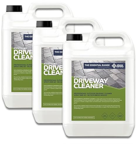Stonecare4u Essential - POWERFUL DRIVEWAY CLEANER - The Simple Way to Remove DIRT, ALGAE, WEEDS and MOSS from BLOCK PAVING, CONCRETE, NATURAL STONE and COBBLE PAVING Drives (3 x 5 Litres)