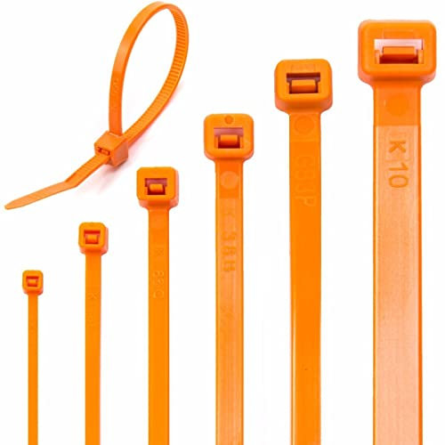 KafTon Cable Ties 140mm x 3.6mm Black White Colour Nylon Plastic Zip Tie Wraps (Orange)