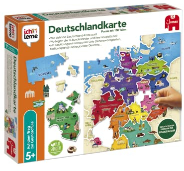 Jumbo - ich lerne Deutschlandkarte – Lernspiel ab 5 Jahren - Kinderspiel für Vorschule und Grundschule