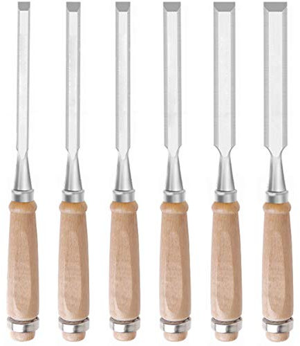 Scalpello per Legno Scalpello per Legno Professionale per carpenteria,Strumento per scalpello con Bordo smussato affilato per Legno,Larghezza Testa di Taglio - 6mm,8mm,10mm,12mm,16mm,20mm,Set da