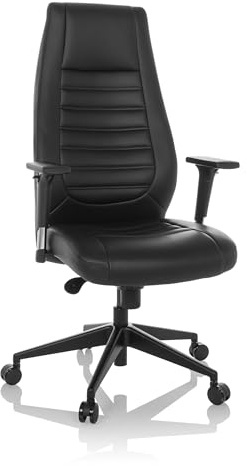 hjh OFFICE Chefsessel VITORO B Kunstleder Bürostuhl mit ergonomischer Rückenlehne, Armlehnen höhenverstellbar, bis 150kg belastbar, Schwarz 601011