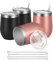 Joymaking Reusable Coffee Cup, Double Walled -Insulated Travel Mug Vacuum Stainless Steel Wine Tumbler with Spill Proof Lid, Great for Hot Cold Drinks Coffee Wine, 4 Piece Set 12 Oz Black Rose Gold