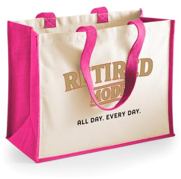 D Design Invent Print! Retirement Gift Bag Tote for Men Women Mum Dad Funny Joke Present Gift Idea Retired Retire Age Keepsake Shopping Bag 'Retired Mode' 42cm x 33cm x 19cm